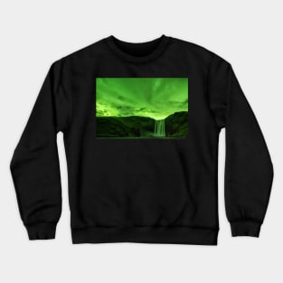 When Skógafoss Turned Green Crewneck Sweatshirt